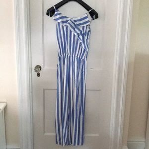 A&F kids blue & white stripe jumpsuit
